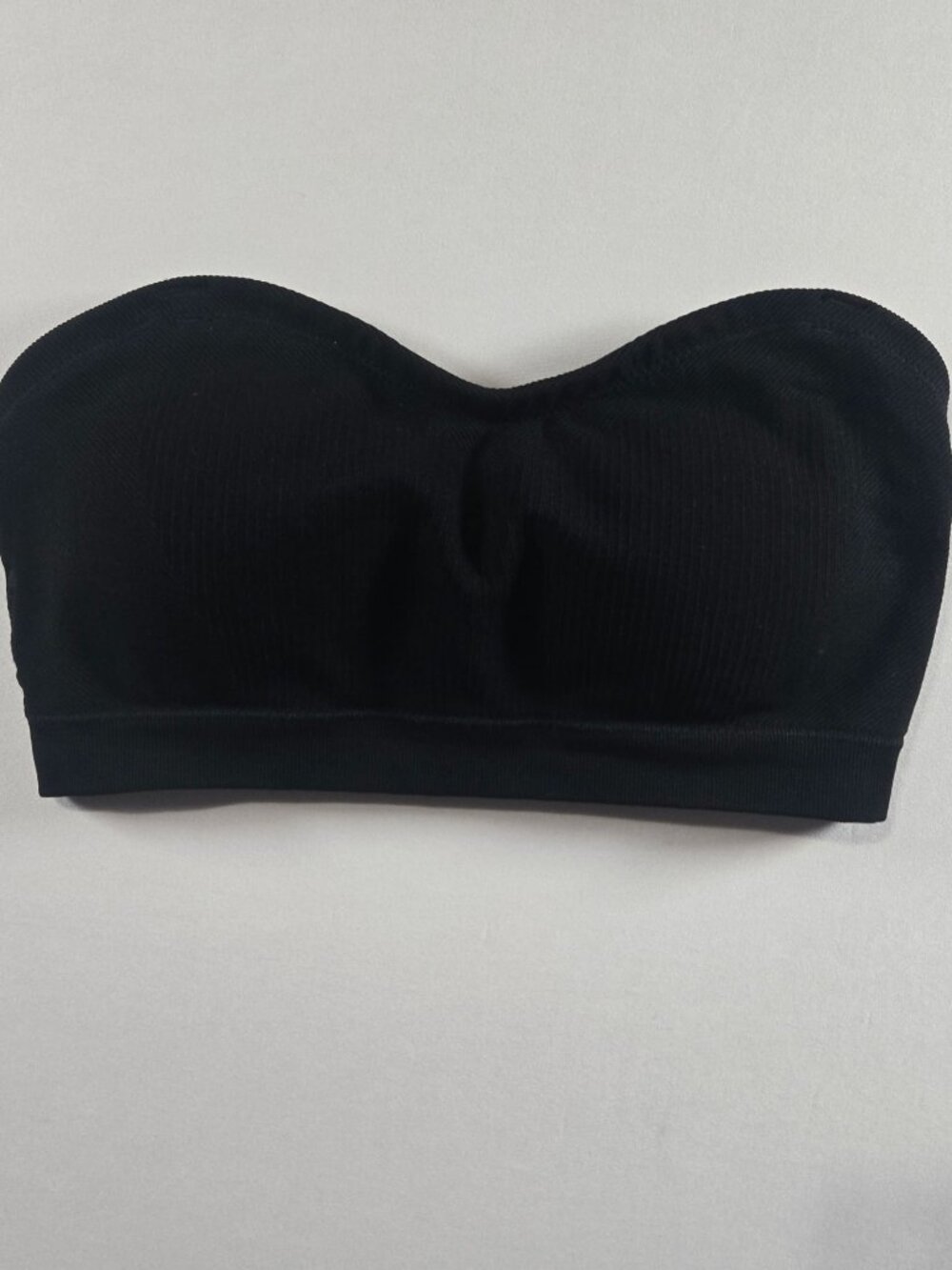 LetsJoli Strapless Push Up Bandeau Bra Black M Wireless Padded Ribbed Seamless